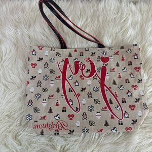 Brighton Festive Christmas Joy  Beige and Red Tote Bag